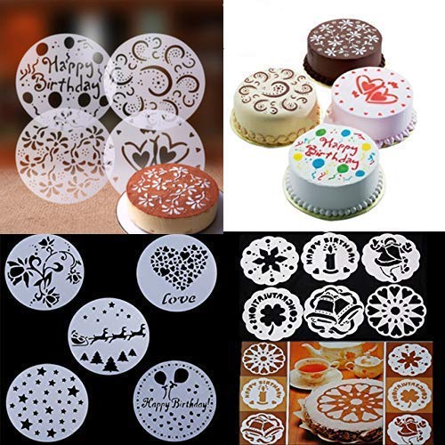 15-Pack Cake Decorating Stencil Molds, Magnoloran. 