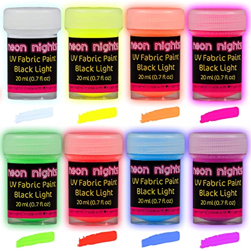 Набор УФ-красок для ткани и текстиля Neon Nights | 8 шт. 