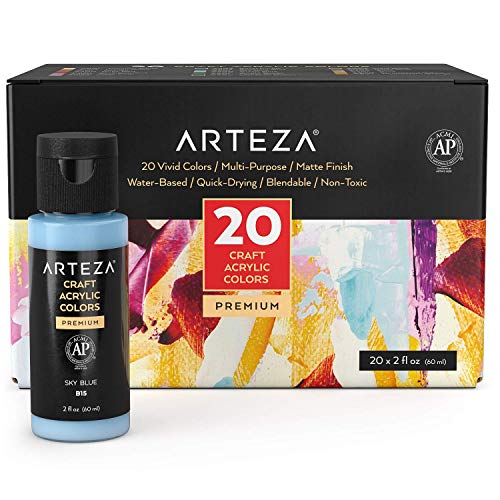 Акриловые краски ARTEZA Craft, набор из 20 цветов. 