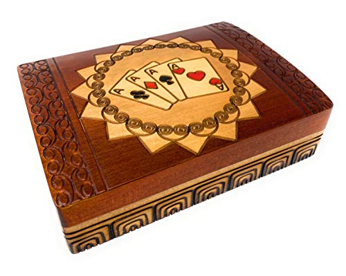 Коробка для двух колод игральных карт из польского дерева ручной работы. 