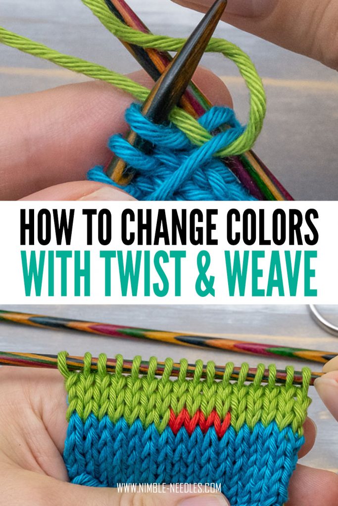 как менять цвета в вязании с помощью метода перекручивания и переплетения - шаг за шагом