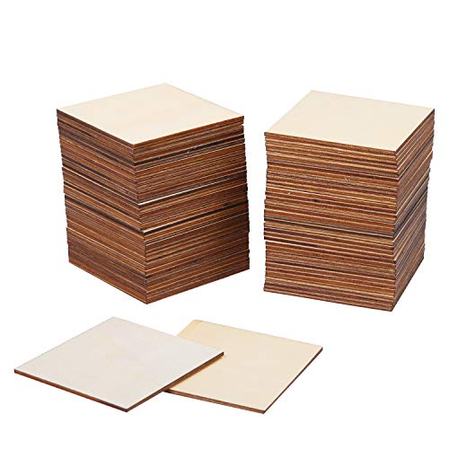 Ruisita 80 Pieces Square Unfinished Blank Wood. 