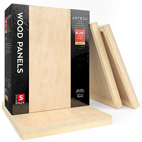 Arteza Wooden Canvas Board, 8x10 дюймов, упаковка из 5 штук. 
